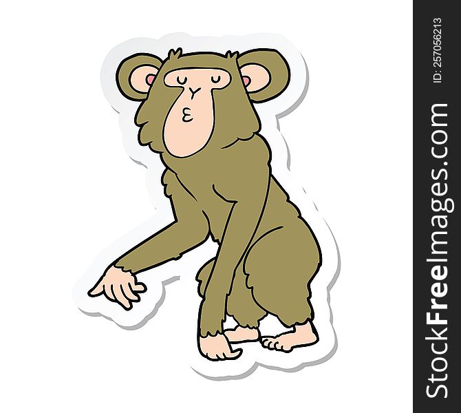 sticker of a cartoon chimpanzee