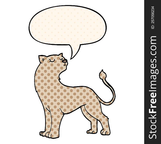 cartoon lioness and speech bubble in comic book style
