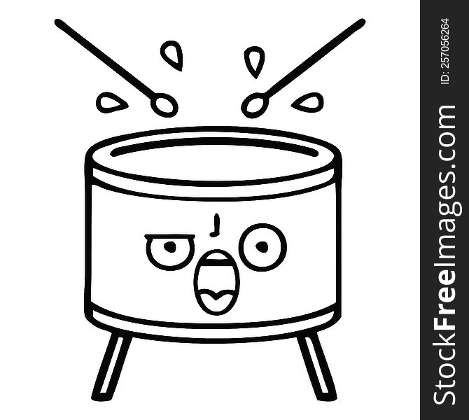 Line Drawing Cartoon Drum