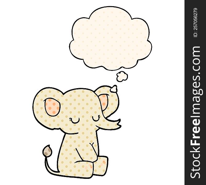 cartoon elephant with thought bubble in comic book style