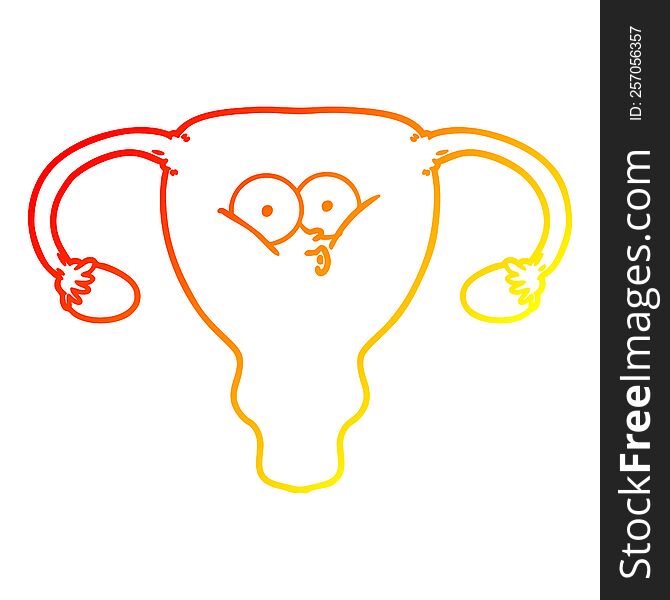 warm gradient line drawing of a cartoon uterus