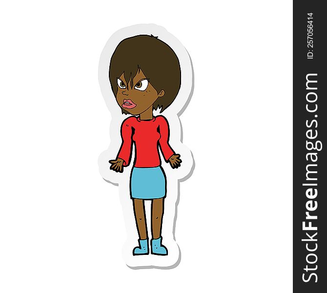 Sticker Of A Cartoon Annoyed Woman