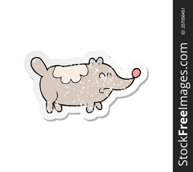 retro distressed sticker of a cartoon small fat dog