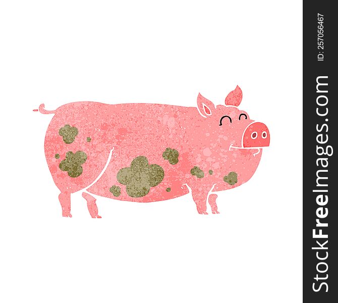 Retro Cartoon Muddy Pig