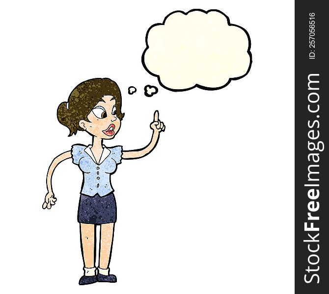 Cartoon Woman With Great Idea With Thought Bubble