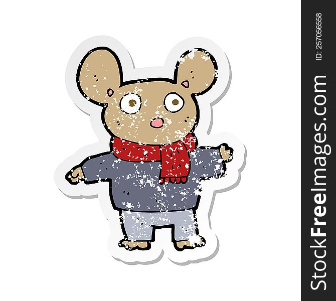 Retro Distressed Sticker Of A Cartoon Mouse In Clothes