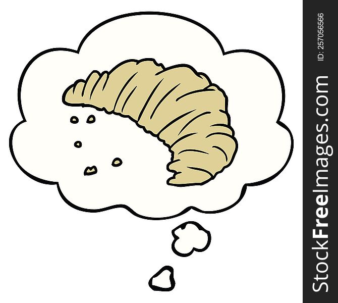 cartoon croissant with thought bubble. cartoon croissant with thought bubble