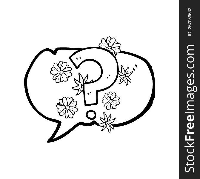 freehand drawn speech bubble cartoon question mark