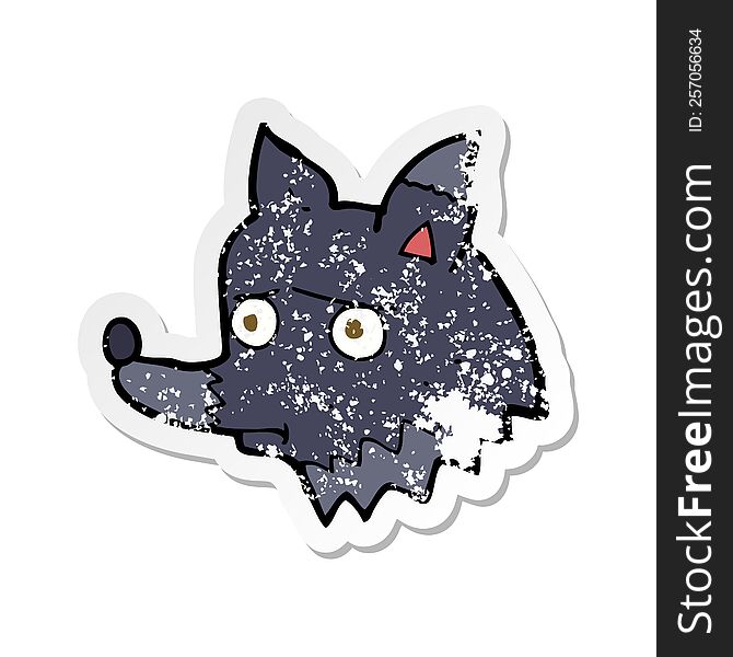 retro distressed sticker of a cartoon unhappy dog