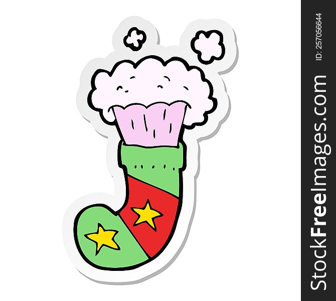 Sticker Of A Cartoon Magic Christmas Stocking