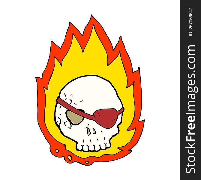 cartoon burning skull