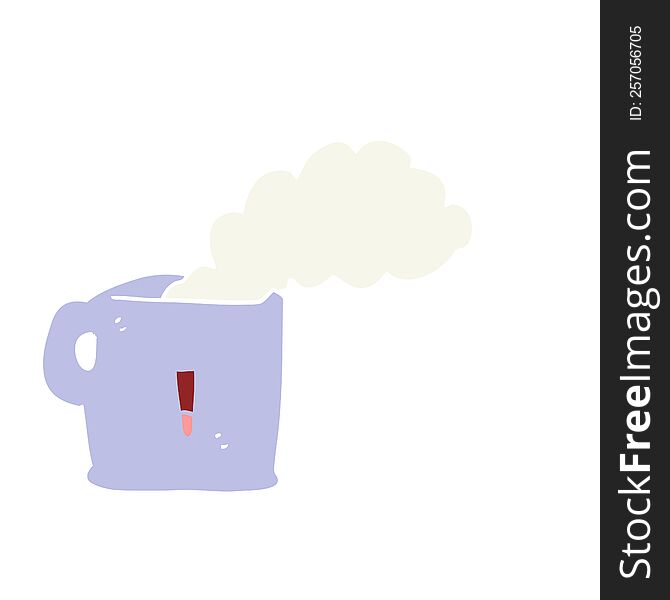 Flat Color Style Cartoon Hot Cup Of Coffee