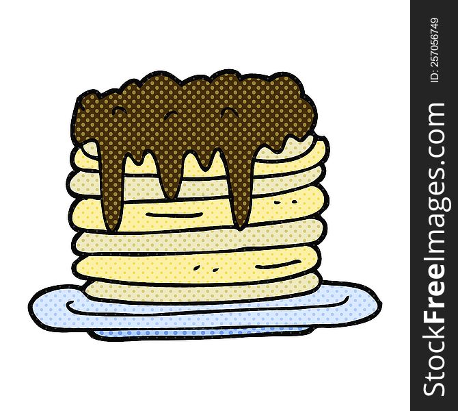 freehand drawn cartoon pancake stack