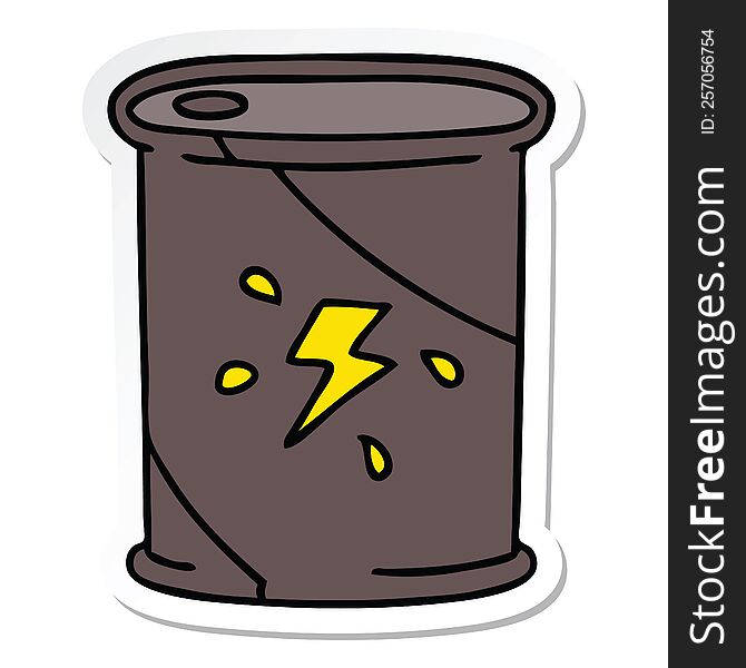 sticker of a quirky hand drawn cartoon barrel of fuel