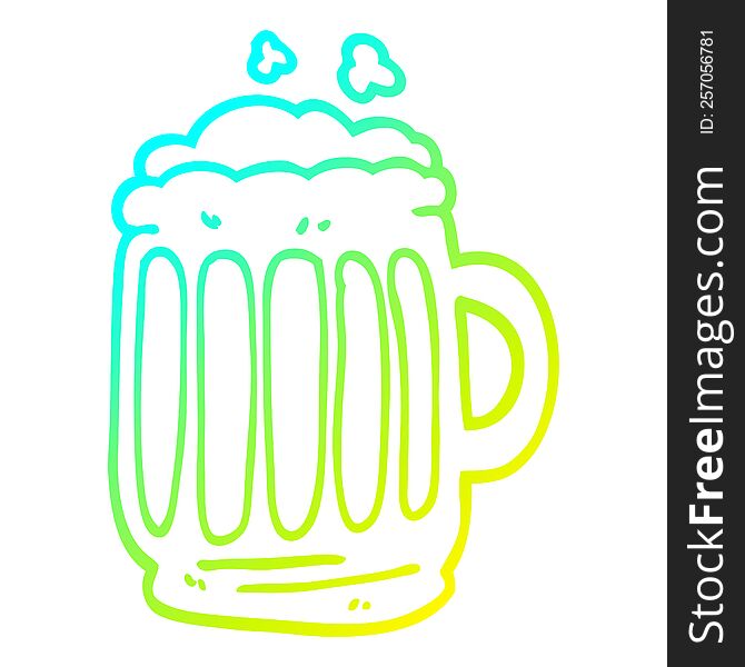 cold gradient line drawing cartoon tankard of beer