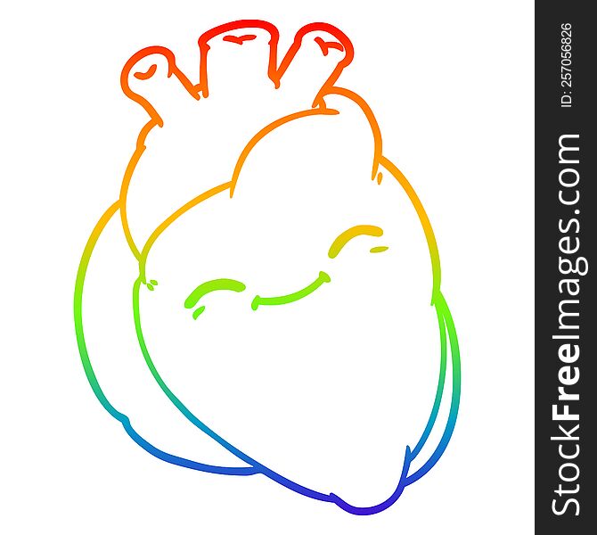 Rainbow Gradient Line Drawing Cartoon Happy Heart