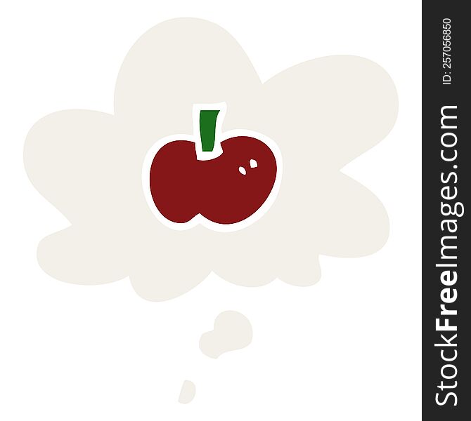 Cartoon Apple Symbol And Thought Bubble In Retro Style