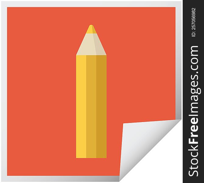 orange coloring pencil graphic vector illustration square sticker. orange coloring pencil graphic vector illustration square sticker