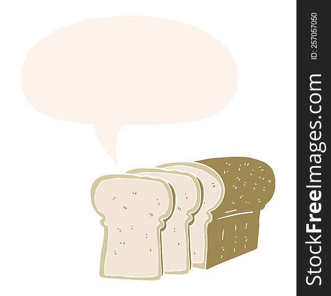 Cartoon Sliced Bread And Speech Bubble In Retro Style