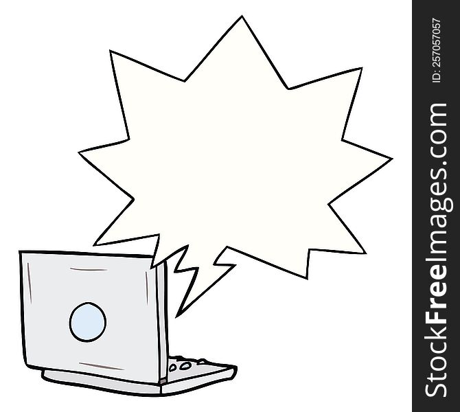 Cartoon Laptop Computer And Speech Bubble