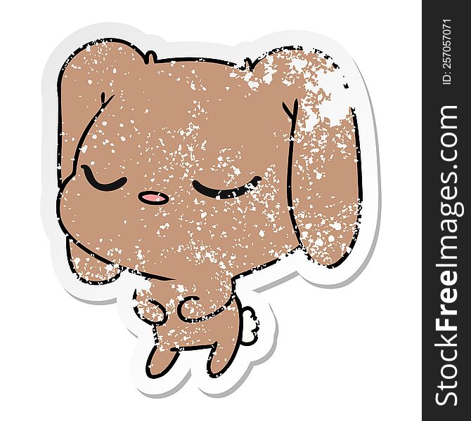 Distressed Sticker Cartoon Of Cute Kawaii Bunny