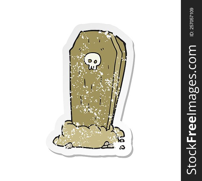 Retro Distressed Sticker Of A Cartoon Spooky Coffin