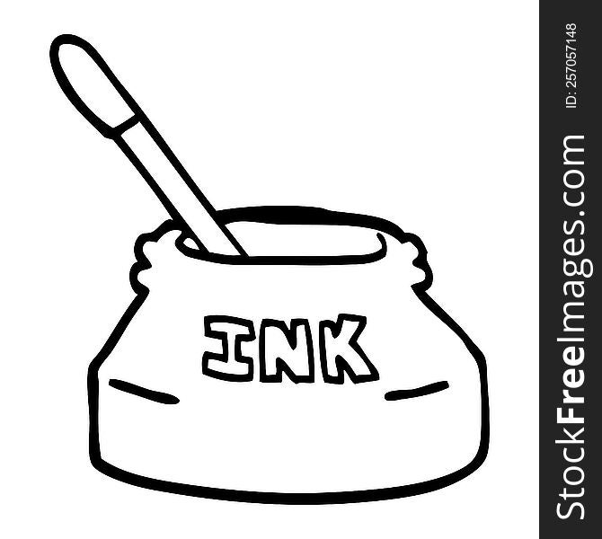 line drawing cartoon ink pot