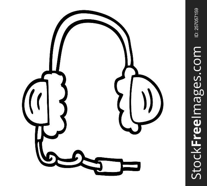 line drawing cartoon head phones