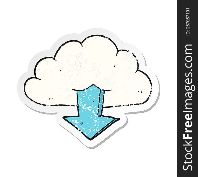 retro distressed sticker of a cartoon download from the cloud