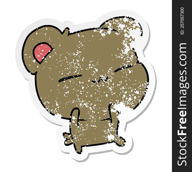freehand drawn distressed sticker cartoon of a cute bear