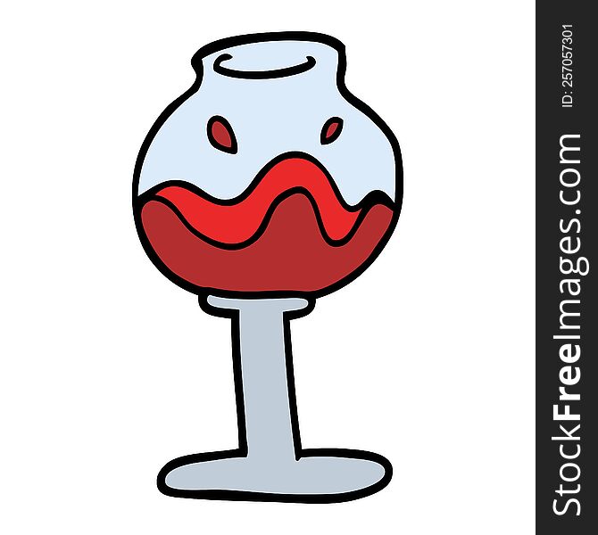 Hand Drawn Doodle Style Cartoon Glass Of Wine