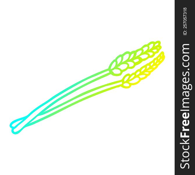 Cold Gradient Line Drawing Cartoon Wheat