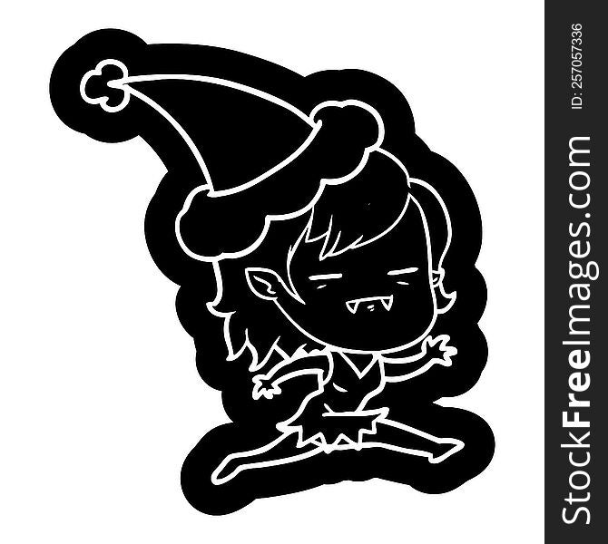 Cartoon Icon Of A Undead Vampire Girl Wearing Santa Hat