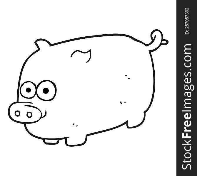 Black And White Cartoon Pig