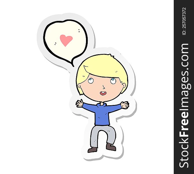 sticker of a cartoon man in love