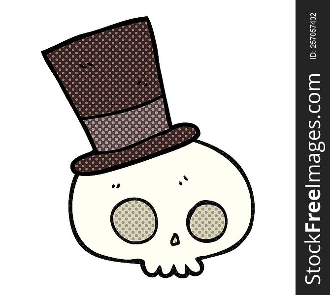 Cartoon Skull Wearing Top Hat