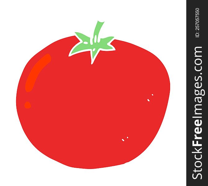 Flat Color Illustration Of A Cartoon Tomato