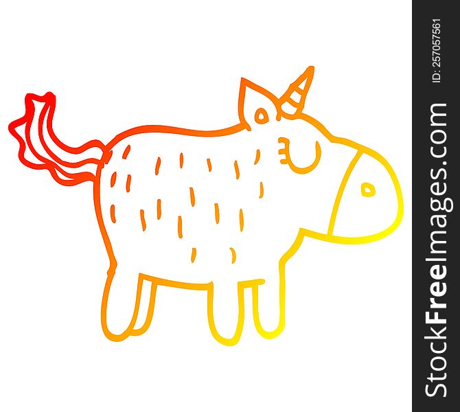 Warm Gradient Line Drawing Cartoon Cute Unicorn