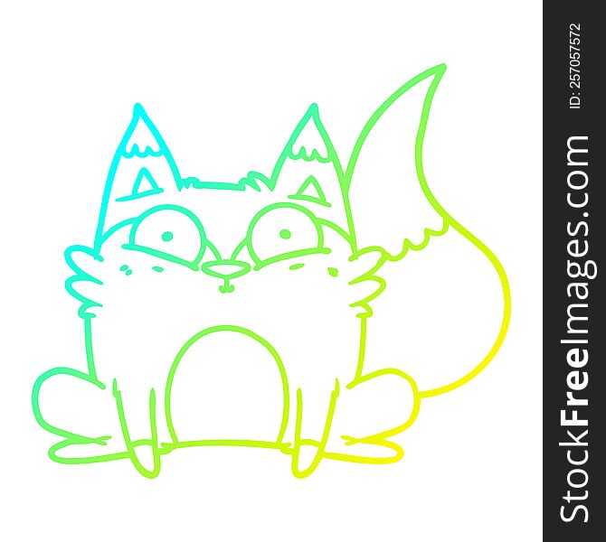 Cold Gradient Line Drawing Cartoon Startled Fox