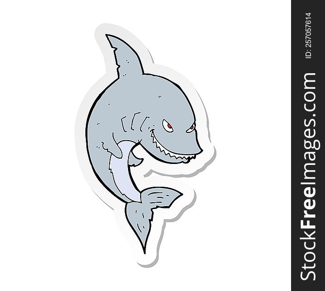sticker of a funny cartoon shark