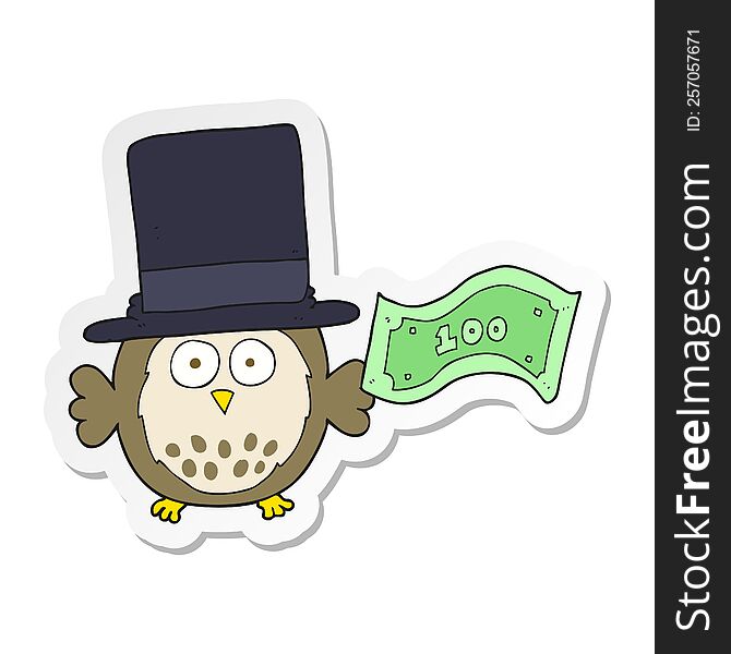 Sticker Of A Cartoon Rich Owl
