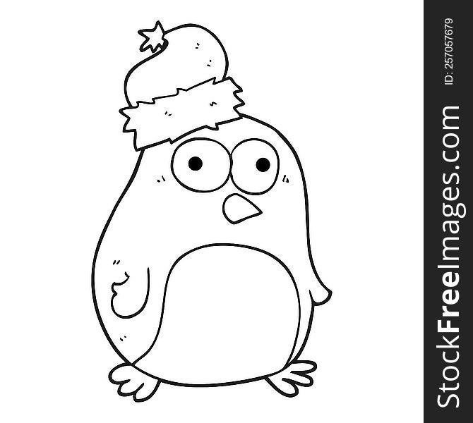 black and white cartoon penguin