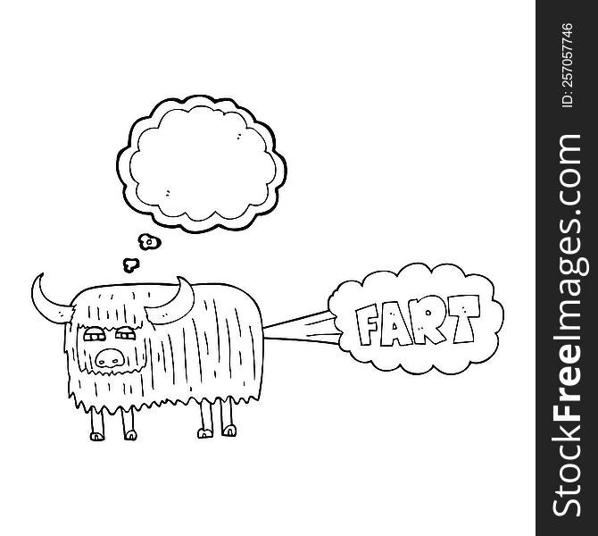 Thought Bubble Cartoon Hairy Cow Farting