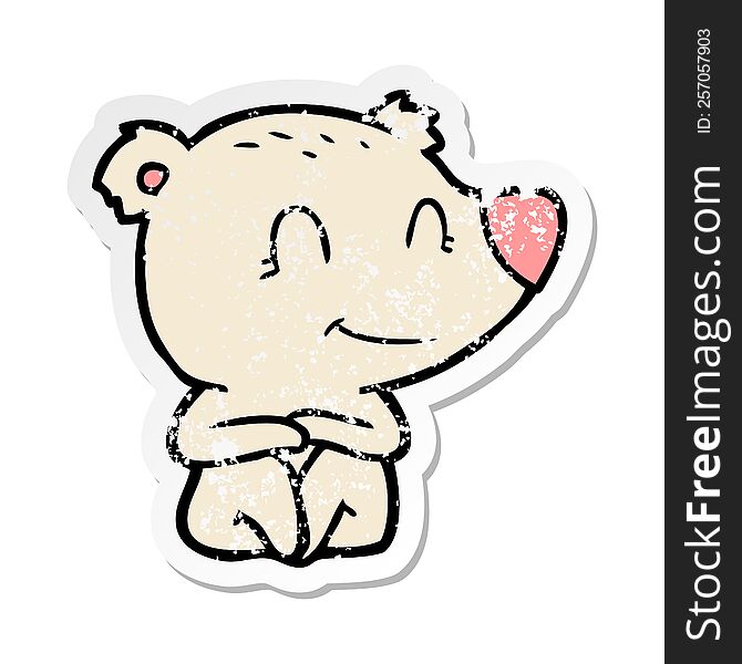 Distressed Sticker Of A Smiling Polar Bear Cartoon