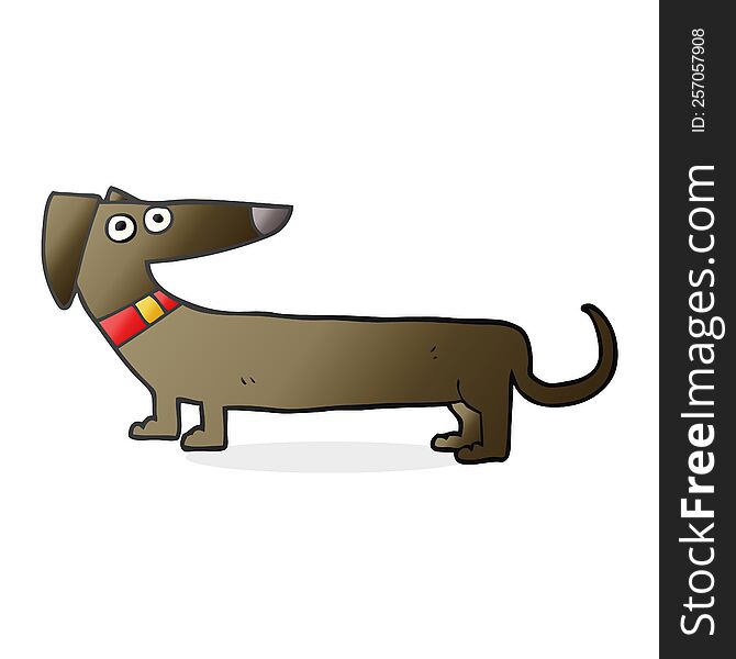 freehand drawn cartoon sausage dog