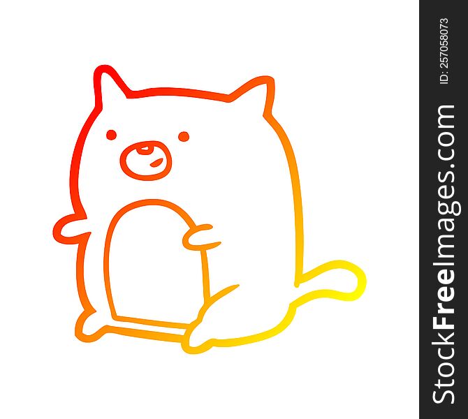 warm gradient line drawing of a Cartoon cat