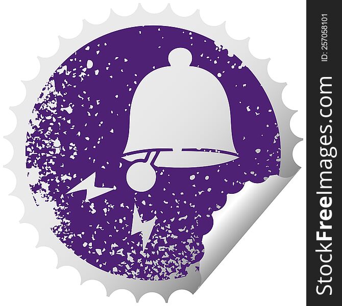 Distressed Circular Peeling Sticker Symbol Ringing Bell