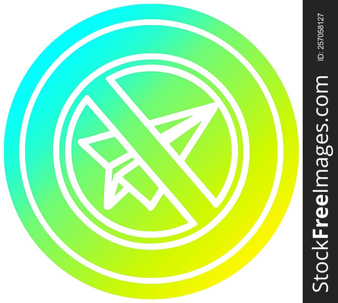 paper plane ban circular icon with cool gradient finish. paper plane ban circular icon with cool gradient finish