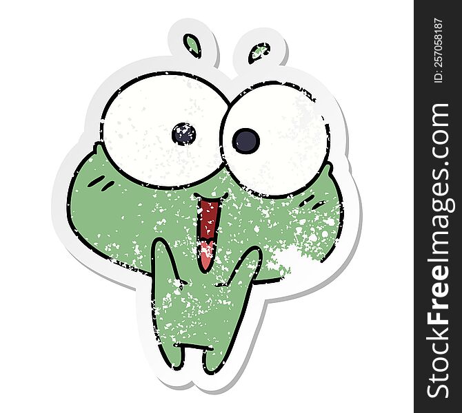 Distressed Sticker Cartoon Kawaii Excited Cute Frog