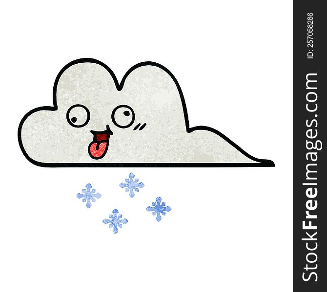 retro grunge texture cartoon of a snow cloud